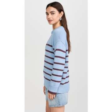 Z SUPPLY Women's Boyfriend Stripe Sweater, Light Denim, M