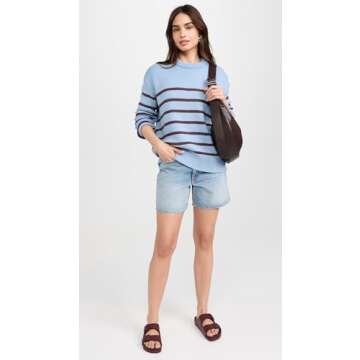 Z SUPPLY Women's Boyfriend Stripe Sweater, Light Denim, M