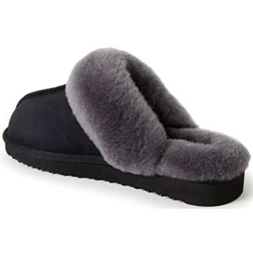 Dearfoams Women's Fireside Sydney Shearling Fur Indoor/Outdoor Scuff Slipper with Wide Widths