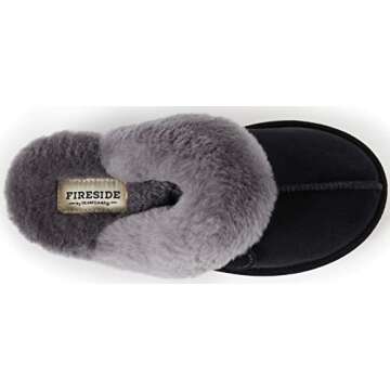 Dearfoams Women's Fireside Sydney Shearling Fur Indoor/Outdoor Scuff Slipper with Wide Widths