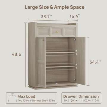 SICOTAS Sideboard Buffet Cabinet with Storage - Modern King Coffee Bar Cabinet with Big Drawer, Adju...