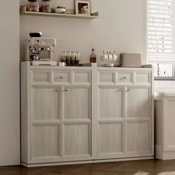 SICOTAS Sideboard Buffet Cabinet with Unique 3D Design