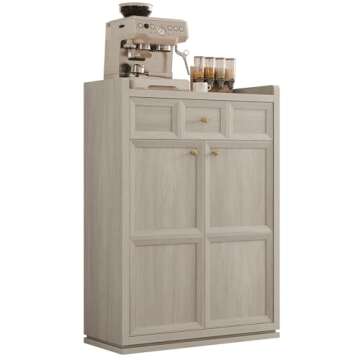 SICOTAS Sideboard Buffet Cabinet with Storage - Modern King Coffee Bar Cabinet with Big Drawer, Adjustable Shelves, Tall Wood Credenza Shoe Cabinet for Home, Kitchen, Entryway