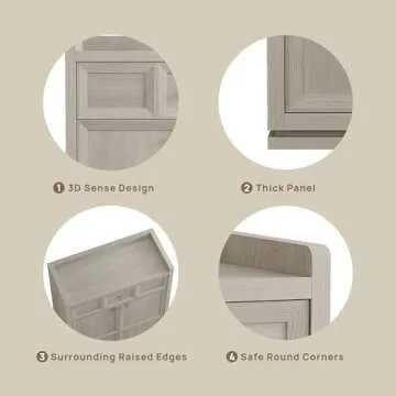 SICOTAS Sideboard Buffet Cabinet with Unique 3D Design