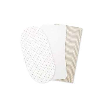 ORGANICKID Bassinet Sheets Fitted GOTS Certified Organic Cotton Non-Distracting Design Pack of 3
