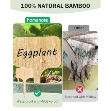 Homenote Bamboo Plant Labels 60Pcs Plant Tags for Seedlings T-Type Tags for Plants Outdoor Garden Markers Vegetable Seedling