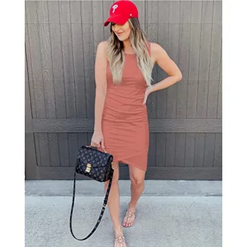 BTFBM Women Casual Ruched Summer Mini Dress for Stylish Looks