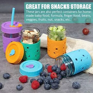 4 Pack Kids Mason Cups with Silicone Straws - Great for Toddlers