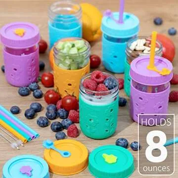 4 Pack Kids Mason Cups with Silicone Straws - Great for Toddlers