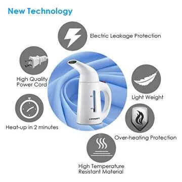 URPOWER 180ml Portable Garment Steamer for Quick Wrinkle Removal