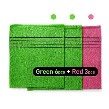 9pcs Korean Exfoliating Bath Washcloths for Smooth Skin