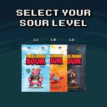 Final Boss Sour, Extremely Super Sour Gummy Candy, Blueberry, LvL 3, (1.06 Ounces Bags, 10 Bags) - Gummies Made with Dried Fruit, Free of Artificial Colors, Low Calorie Healthy Snack for Kids & Adults