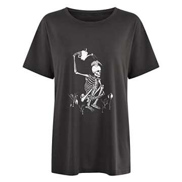 Summer Y2k Tops for Womens, Casual Vintage Short Sleeve T-Shirt, Girls Oversize Loose Round Neck Elastic Tee