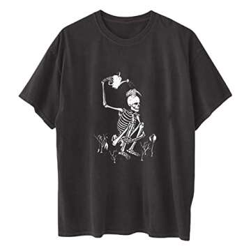 Summer Y2k Tops for Womens, Casual Vintage Short Sleeve T-Shirt, Girls Oversize Loose Round Neck Elastic Tee