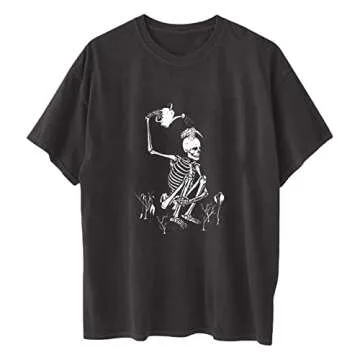 Summer Y2k Tops for Womens, Casual Vintage Short Sleeve T-Shirt, Girls Oversize Loose Round Neck Elastic Tee