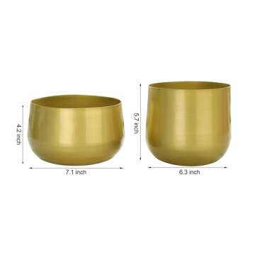 Vixdonos Gold Metal Flower Pots - Elegant Brass-Toned Planters for Indoor Plants