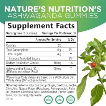 Ashwagandha Gummies for Women & Men, 3000mg Equivalent, Vegan, Plant Based, Non-GMO, Gluten-Free & Gelatin Free, Ashwagandha Supplement for Natural Antioxidant Support, Ashwa Root Extract - 60 Gummies
