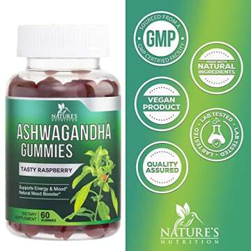 Ashwagandha Gummies for Women & Men, 3000mg Equivalent, Vegan, Plant Based, Non-GMO, Gluten-Free & Gelatin Free, Ashwagandha Supplement for Natural Antioxidant Support, Ashwa Root Extract - 60 Gummies