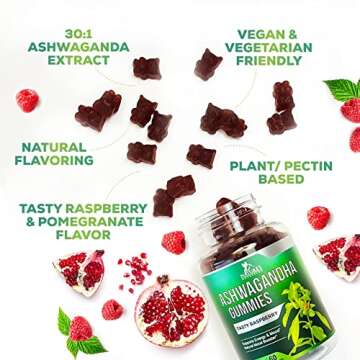 Ashwagandha Gummies for Women & Men, 3000mg Equivalent, Vegan, Plant Based, Non-GMO, Gluten-Free & Gelatin Free, Ashwagandha Supplement for Natural Antioxidant Support, Ashwa Root Extract - 60 Gummies