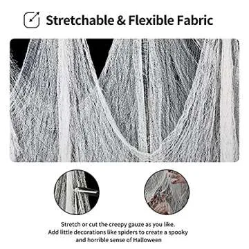 FestiCorp Halloween White Cheesecloth, 394x30 inch-Halloween Spooky Creepy Cloth Curtain Gauze Fabric, Spider Web Mesh White Cheese Cloth for Haunted House Decor, Indoor & Outdoor Decoration
