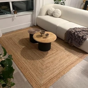 KEMA Jute Braided Area Rug 4x6 Feet Stylish Home Decor