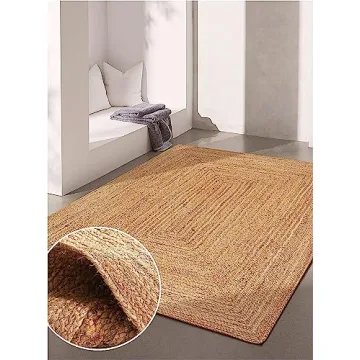 KEMA Jute Braided Area Rug 4x6 Feet Stylish Home Decor