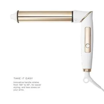 Kristin Ess Hair 1 1/4 Inch Rotating Curling Iron Pivot Wand for Beach Waves - Dual Voltage + Auto Shut Off - Long Barrel Salon Professional Hot Tool Curling Iron - Rotate + Spin to 90 Degrees