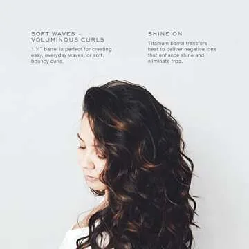 Kristin Ess Hair 1 1/4 Inch Rotating Curling Iron Pivot Wand for Beach Waves - Dual Voltage + Auto Shut Off - Long Barrel Salon Professional Hot Tool Curling Iron - Rotate + Spin to 90 Degrees