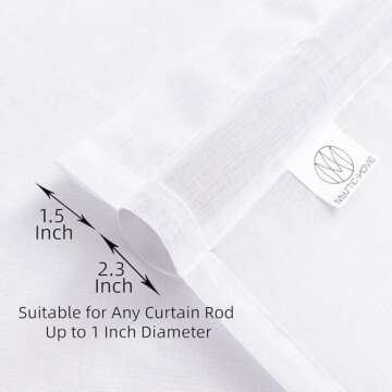 MYSTIC-HOME Sheer Curtains White 45 Inch Length, Rod Pocket Voile Drapes for Living Room, Bedroom, Window Treatments Semi Crinkle Curtain Panels for Yard, Patio, Villa, Parlor, Set of 2, 52"x 45"