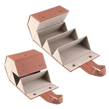 Livtor Sunglasses Organizer 6-Slot Hanging EyeGlasses Storage Display Travel Case (Brown)