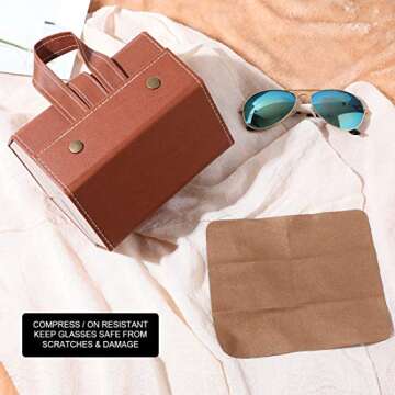 Livtor Sunglasses Organizer 6-Slot Hanging EyeGlasses Storage Display Travel Case (Brown)