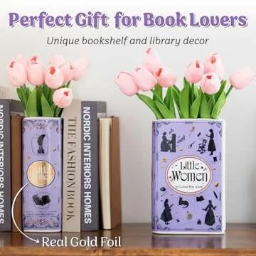 PIEZAPRINT Book Shaped Decorative Vase Ceramic Vases for Home Decor Vase for Book Lovers (Little Women)
