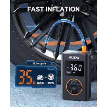 NUSTE Tire Inflator Portable Air Compressor, 150 PSI Cordless Mini Bike Tire Pump, Air Pump for Car ...