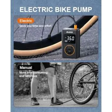 NUSTE Tire Inflator Portable Air Compressor, 150 PSI Cordless Mini Bike Tire Pump, Air Pump for Car Motorcycle Bicycle Tires, Balls, with Pressure Gauge, LED Light