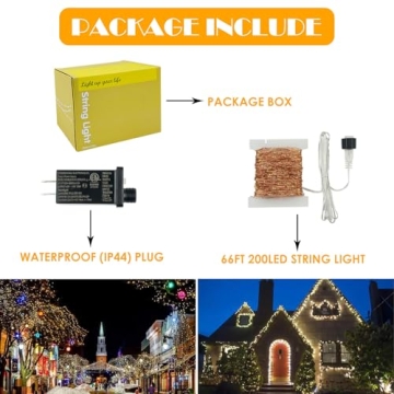 66Ft 200 LED Fairy Lights Plug in, Waterproof String Lights Outdoor 8 Modes Christmas Lights Bedroom Decor, Twinkle Lights for Girl's Room Garden Halloween Christmas Decorations (Warm White)