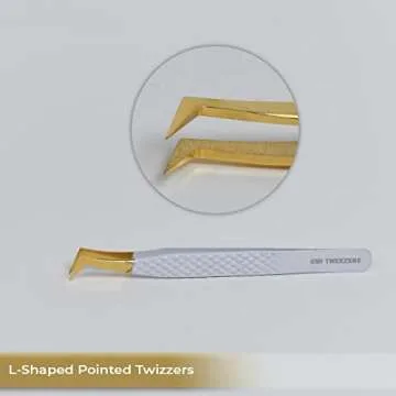 Premium Gold Pointed Eyelash Tweezers Set for Extensions