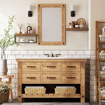 QEEIG Bathroom Shelves Over Toilet Wall Mounted Floating Shelves Farmhouse Shelf Toilet Paper Storage Small 16 inch Set of 2, Rustic Brown (019-BN2)