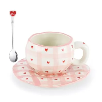 Valentine's Day Ceramic Coffee Mug Set Unique Design Gift
