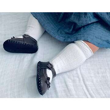 American Trends Baby Knee High Socks Tube Long Stockings for Girls Boys Newborn Infants Toddlers Ruffled Uniform Socks White 3-12 Months