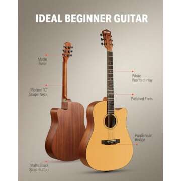 Donner 41” Acoustic Guitar for Beginners with Complete Kit
