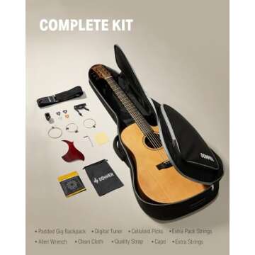 Donner 41” Acoustic Guitar for Beginners with Complete Kit