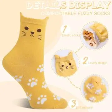 4-5 Pairs Womens Famous Painting Art Printed and Cute Animal Dog Cat Funny Cotton Casual Crew Socks