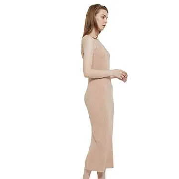 RZIV Women's Stylish Sleeveless Sweater Dress Midi