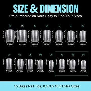 TOMICCA Extra Short Coffin Nail Tips, 450Pcs Full Cover Soft Acrylic Fake Gel Nail Tips for Nail Extension, 15 Sizes Pre-shaped Double-sided Matte with Box