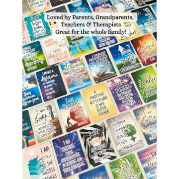 Growth Mindset Positive Affirmation Cards, 54 Affirmations, 150+ Inspiring Questions, Glossy Coated ...