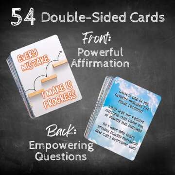 Growth Mindset Positive Affirmation Cards, 54 Affirmations, 150+ Inspiring Questions, Glossy Coated Cards with Storage Box, Meaningful Gift, Loved by Teachers, Therapists and Parents