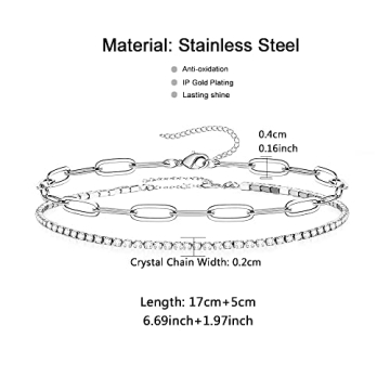 Elegant 2pcs Adjustable Zircon Layered Bracelets Set for Women