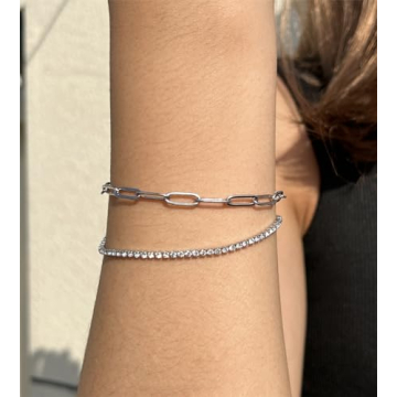 Elegant 2pcs Adjustable Zircon Layered Bracelets Set for Women