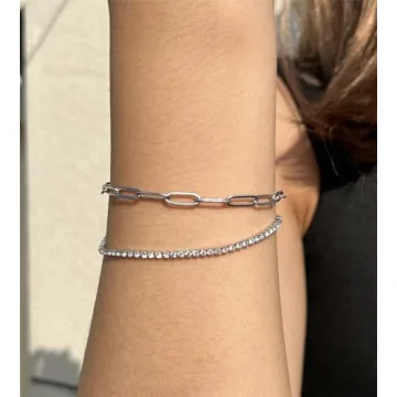 Elegant 2pcs Adjustable Zircon Layered Bracelets Set for Women