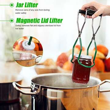 Canning Supplies, Canning Supplies Starter Kit - 9 Piece Canning Tools Set with Stainless-Steel Canning Rack, Silicone Collapsible Funnel, Kitchen Tongs, Magnetic Lid Lifter, Jar Wrench, Jar Lifter